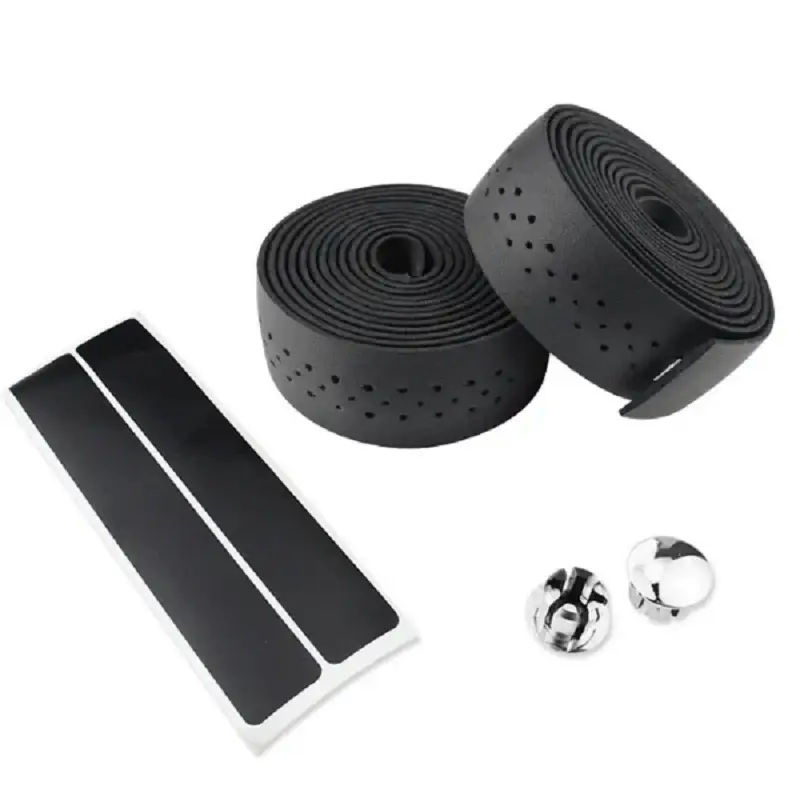 Black EVA Bicycle Handlebar Grip Tape – 197 cm Set with End Plugs and Tape