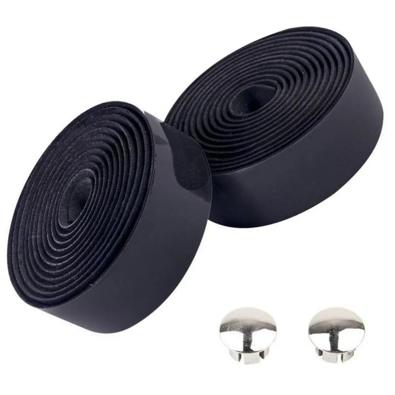 Black EVA Handlebar Grip Tape Set – 200 cm with Silver End Plugs
