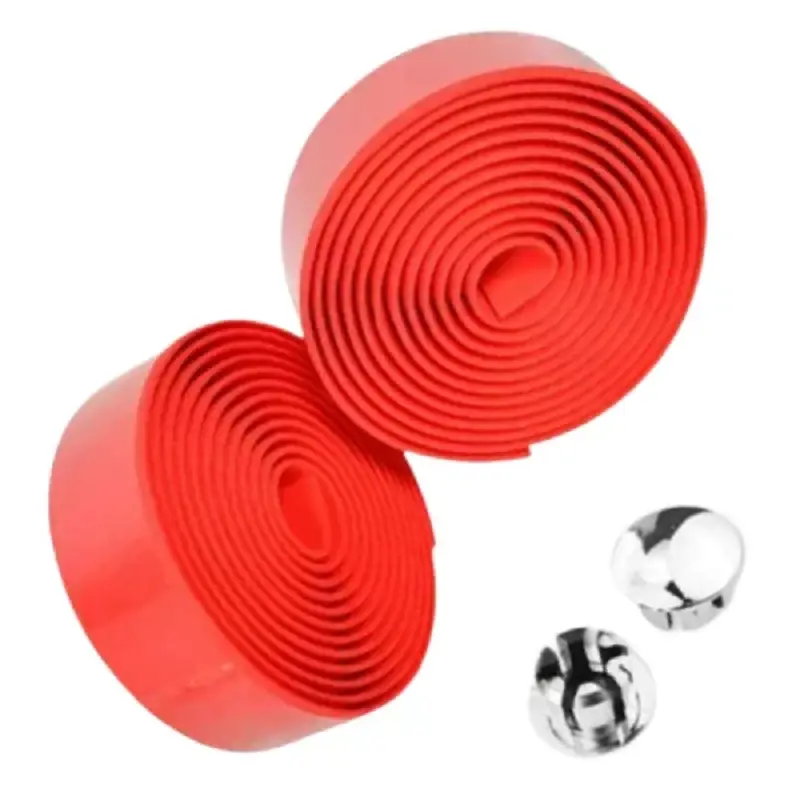 Red Bicycle Handlebar Tape EVA Grip with End Plugs Lightweight 35g Set