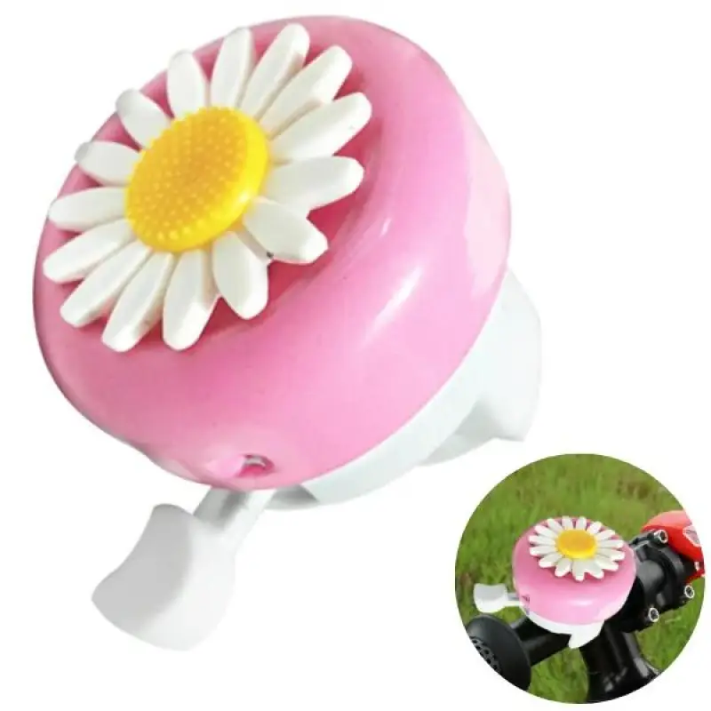 Pink and White Daisy Bike Bell for Kids Safety & Style Combined