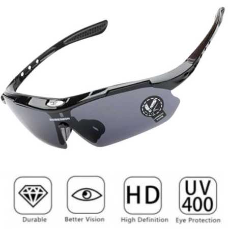 Dark Grey Tinted Bike Sunglasses for Cycling Running UV400