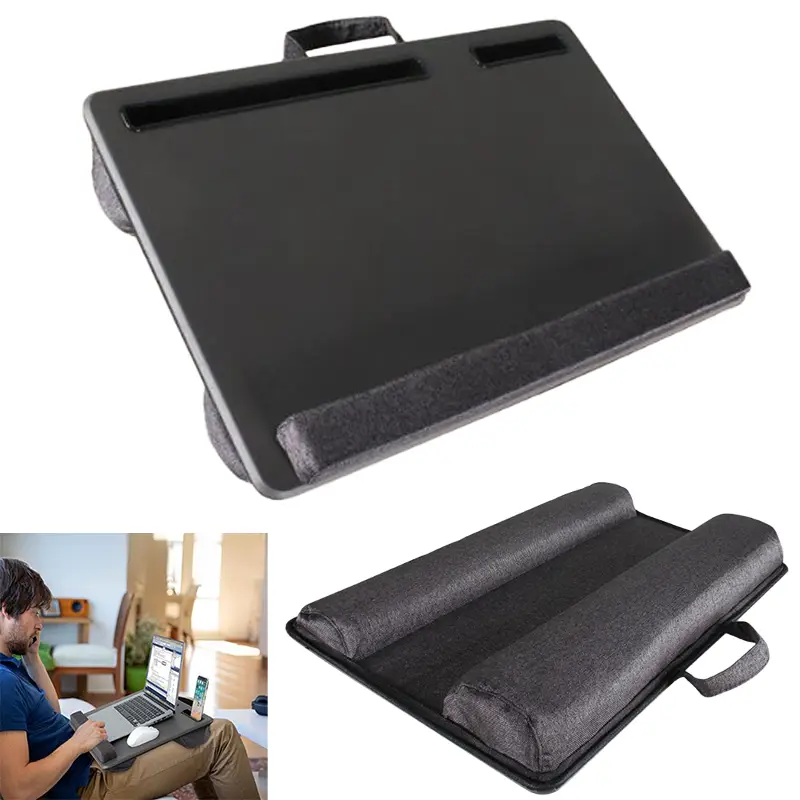 Laptop Pillow Cushion Tray with Phone and Tablet Slots Portable Desk