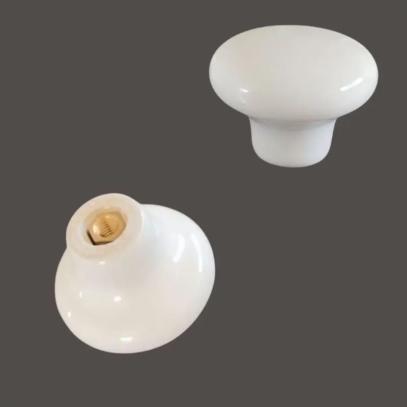 Small White Ceramic Drawer Knob with Screw - 33 x 24 mm