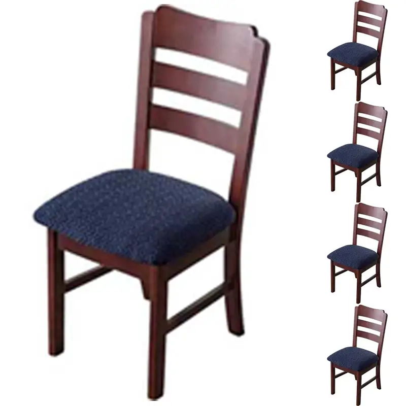 4 Blue Dining Chair Covers – Elastic Seat Cushion Protectors for Dining Rooms