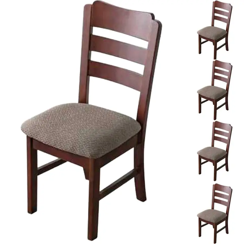 4 Pack of Brown Chair Covers – Elastic Seat Cushion Protectors