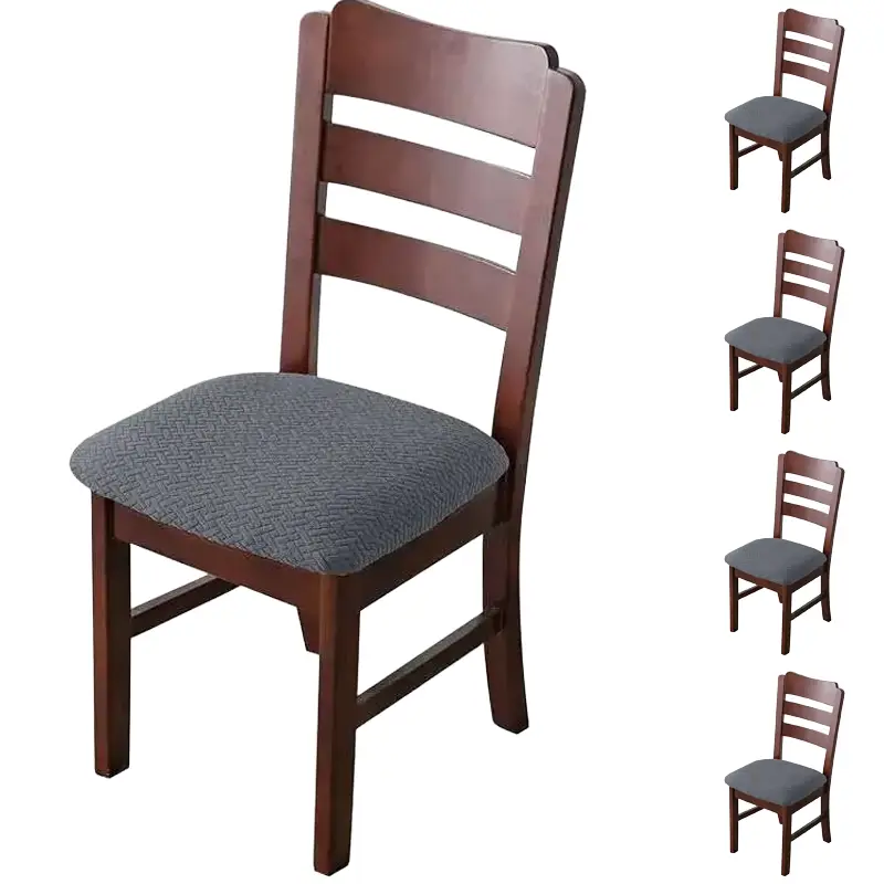 4 Pack of Grey Chair Covers – Elastic Seat Cushion Protectors