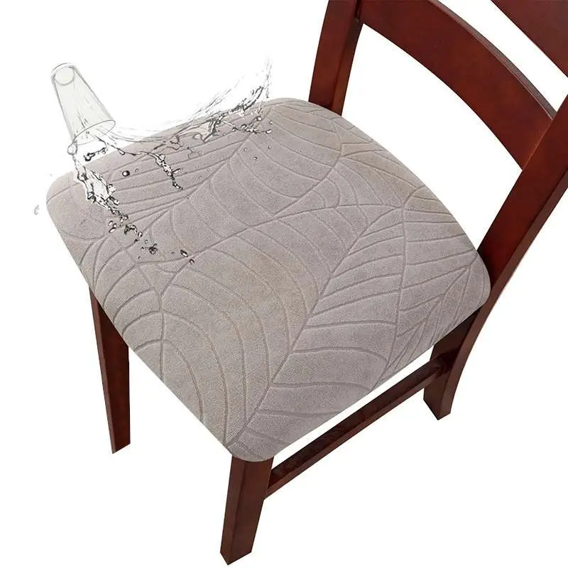 Beige Chair Cover with Patterned Leaf Design Neutral