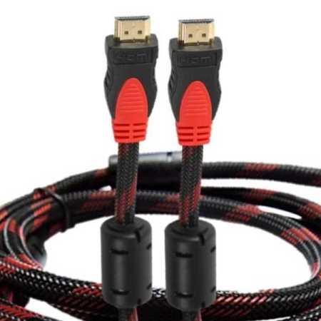 19.5m HDMI Cable Nylon Braid 1080P Male to Male Black & Red