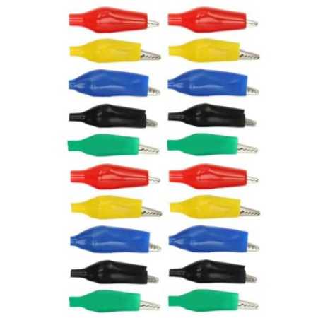 Alligator Clip Pack of 20 Red Black Green Blue and Yellow