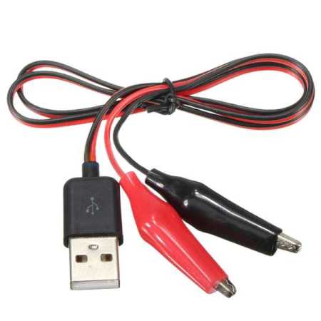 USB to Alligator Clips Cable Red and Black