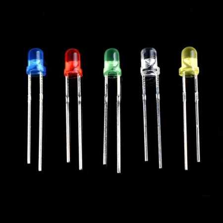 3mm-LED-lights-red-green-yellow-blue-and-clear-on-black-background