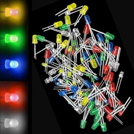 LED-Light-Assorted-200-Pack--3mm-5mm-Red-Yellow-Green-Clear-and-Blue-Colours