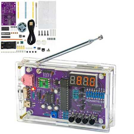 PCB FM Radio Kit with Frequency Display and Enclosure