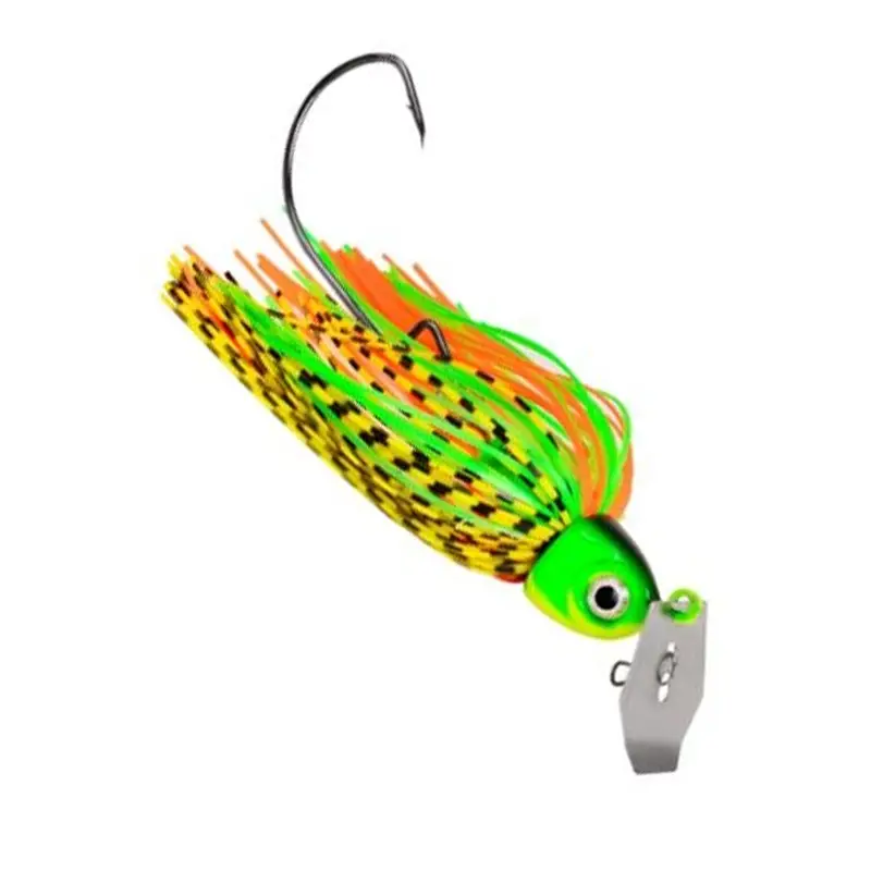 Snapper Jig – 12g Vibrating Bladed Skirt Lure Green Orange Yellow with Black