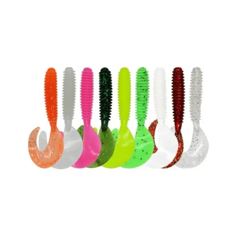 5cm Soft Curly Tail Grub Lures 10 Pack Assorted Colours 