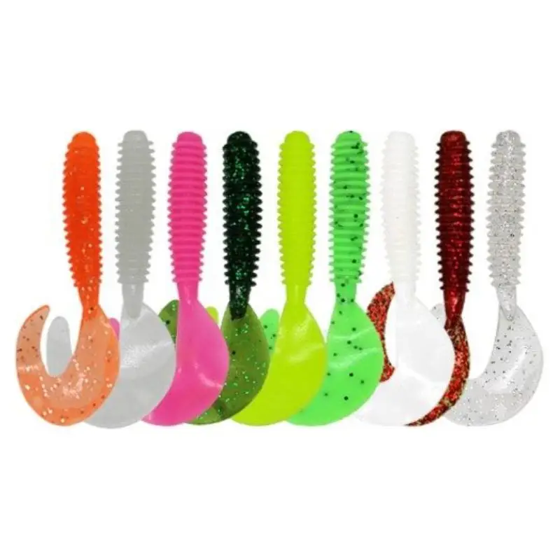 7cm Soft Curly Tail Grub Lures 10 Pack Assorted Colours