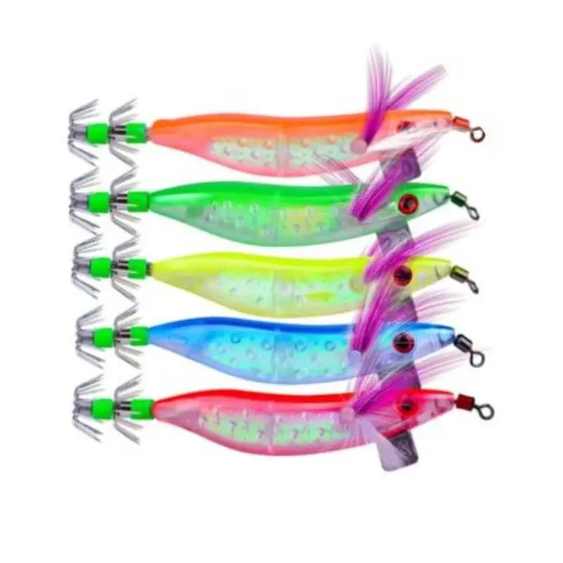 5pcs 8.1g Squid Lures Set Night Fishing Natural Swimmers