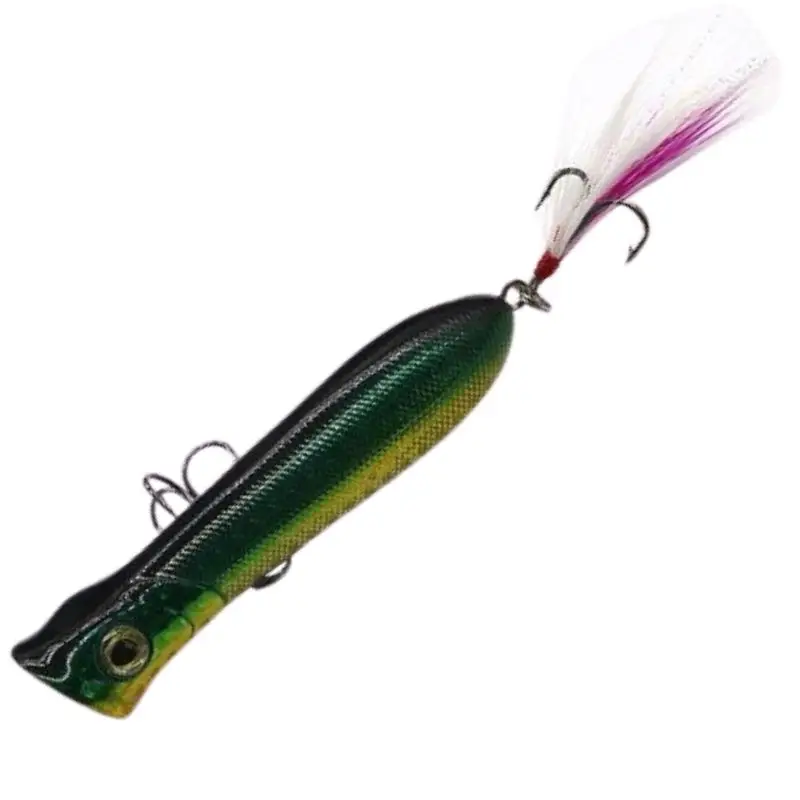 Green Top Water Lure 12g 8cm Crank Bait Fishing Popper