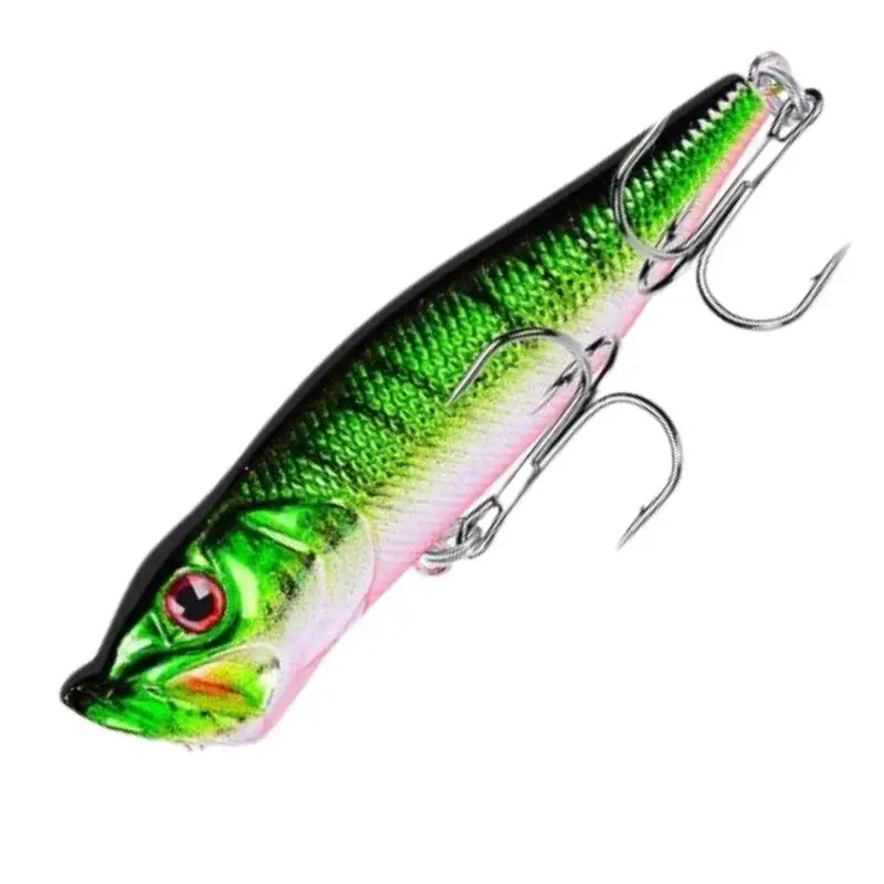 Green Fishing Popper Lure 12g 9cm Topwater Crank Bait 