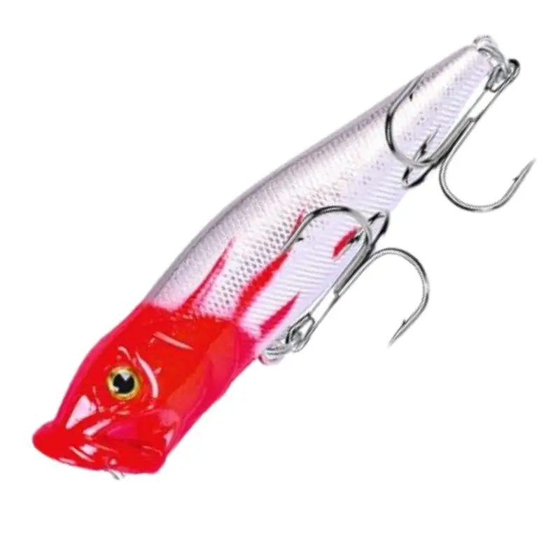 Red Flaming Silver Popper Lure 12g 9cm Topwater Crank Bait