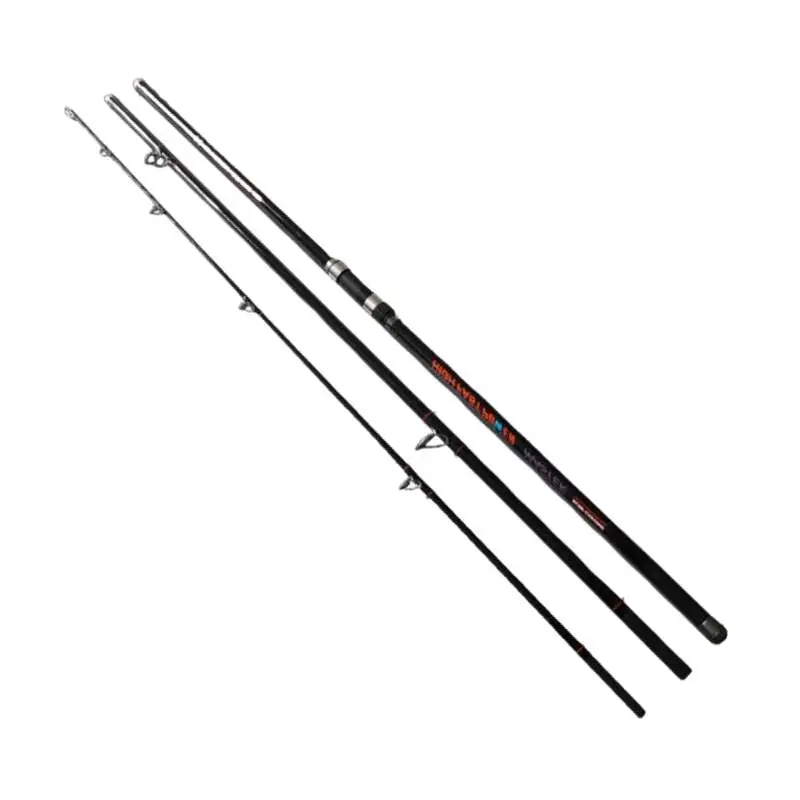 Long 4.2m Surfcasting Fishing Rod 3 Section Black Colour