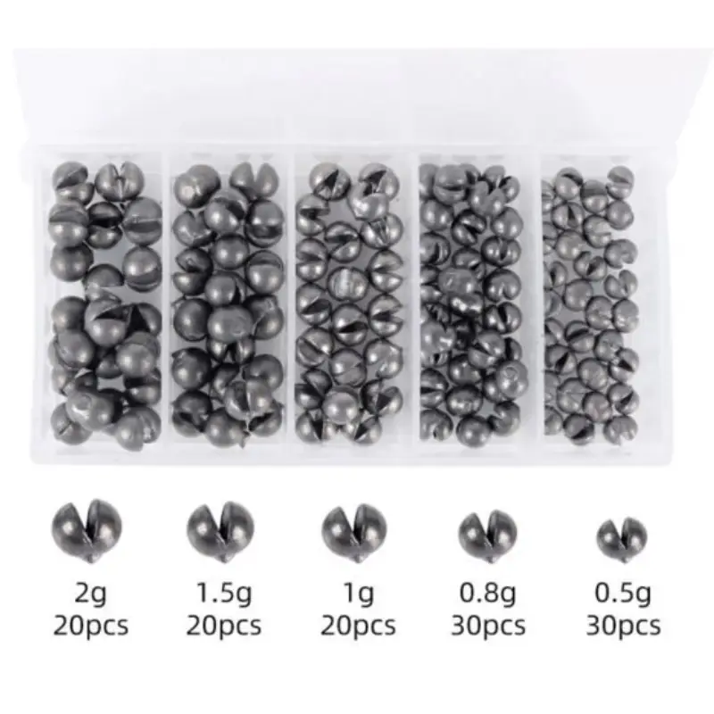 120Pcs Split Sinker Fishing Weights Round Ball Mini Sinkers