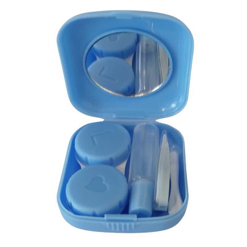 Blue Travel Contact Lens Case with Accessories