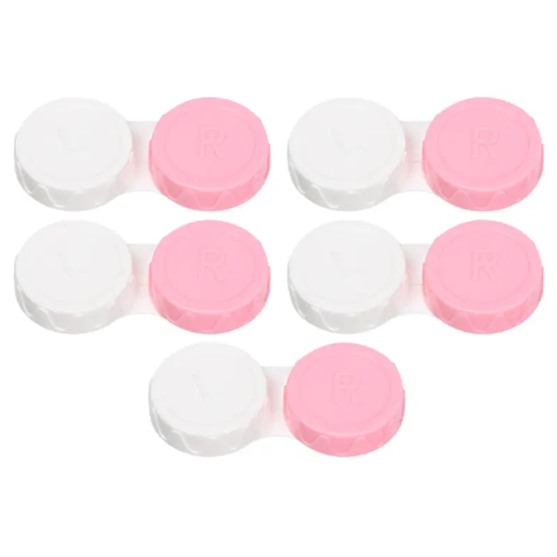 Varioptic Case for Contact Lens 5 Pack Pink and White Colour