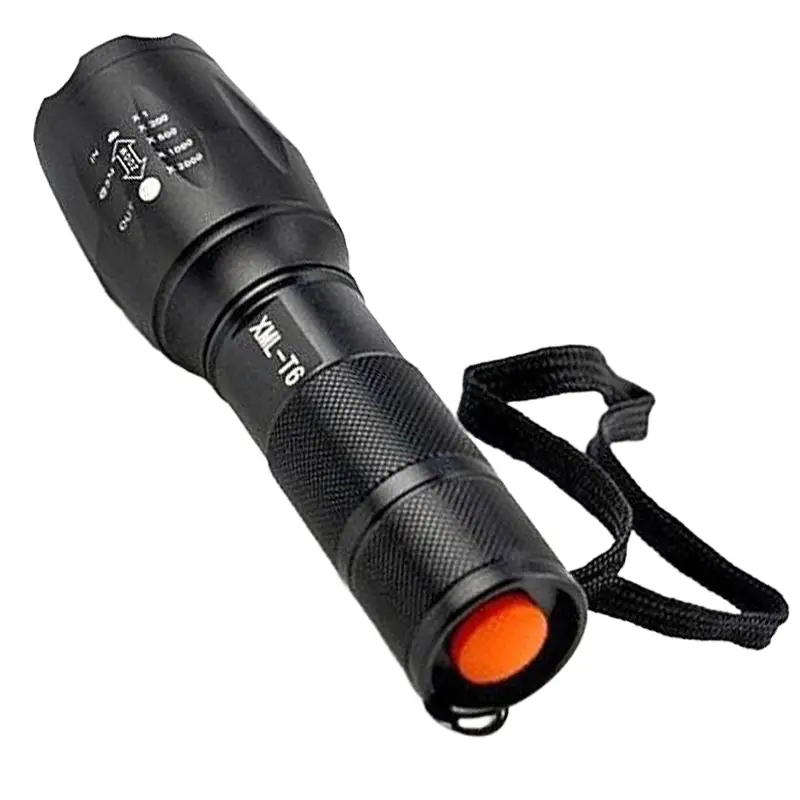 Zoom LED Flashlight 1000LM Adjustable Focus Torch with 5 Modes and Convex Lens