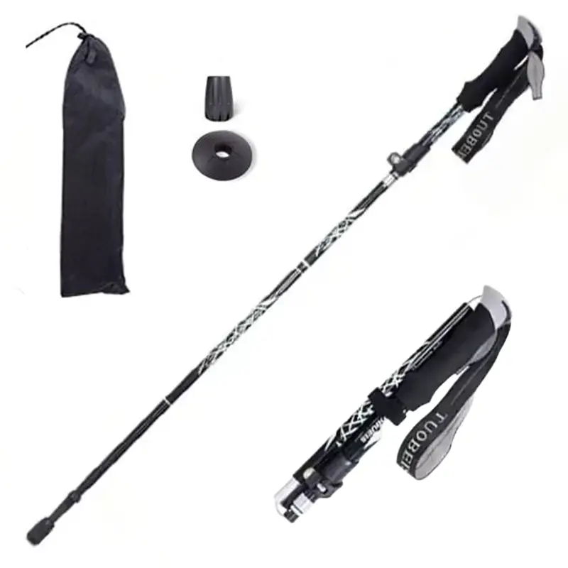 Black Foldable Hiking Pole  Tri-Fold Adjustable 95 to 110 cm