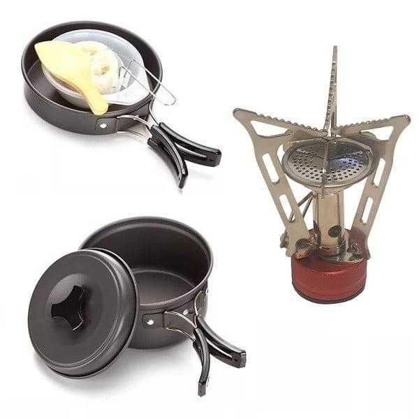 Gas Stove Cooking Set for Hiking 9 Pieces 587 grams