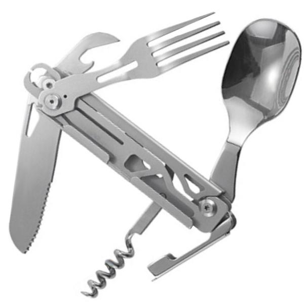 Kitchen Multi-Tool for Tramping Camping and Backpacking Spoon | Fork | Knife | Bottle and Can Opener