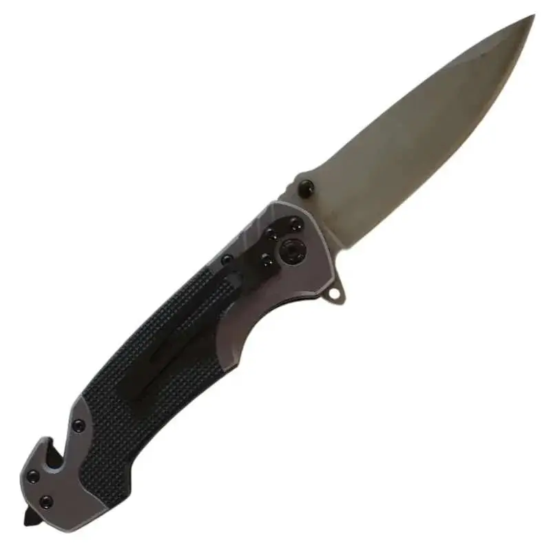 Folding Pocket Knife 220mm With Belt Clip and Black Handle with Unassisted Opening