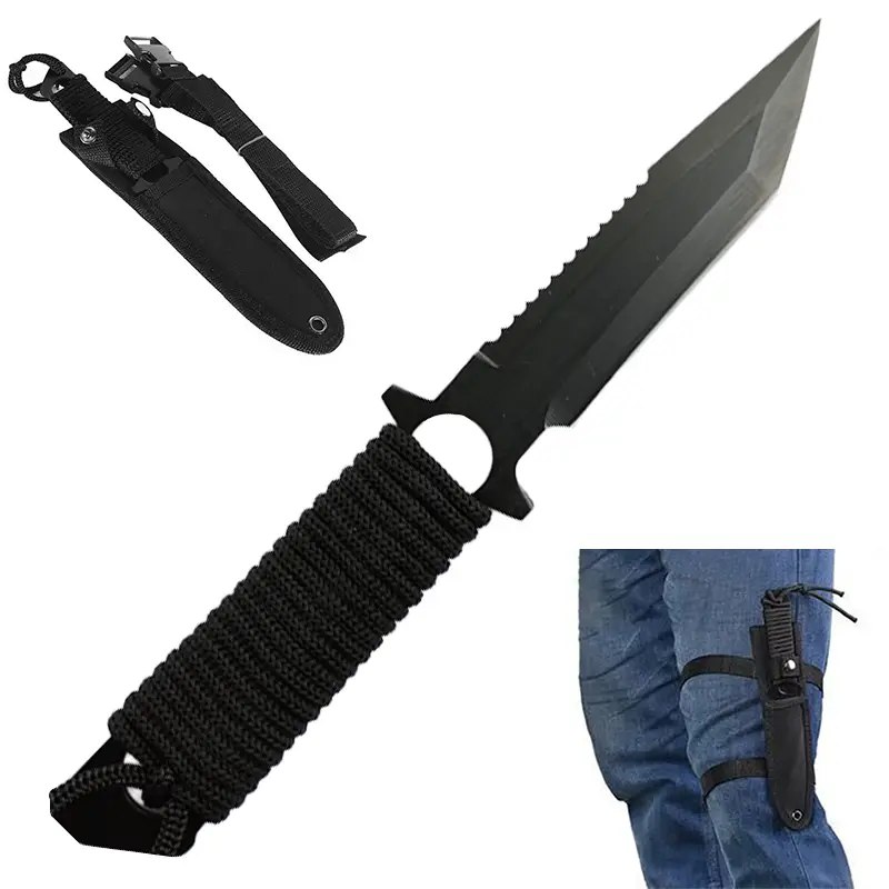 Fixed Blade Paracord Knife with Sheath – Tactical Survival Knife with Leg Strap