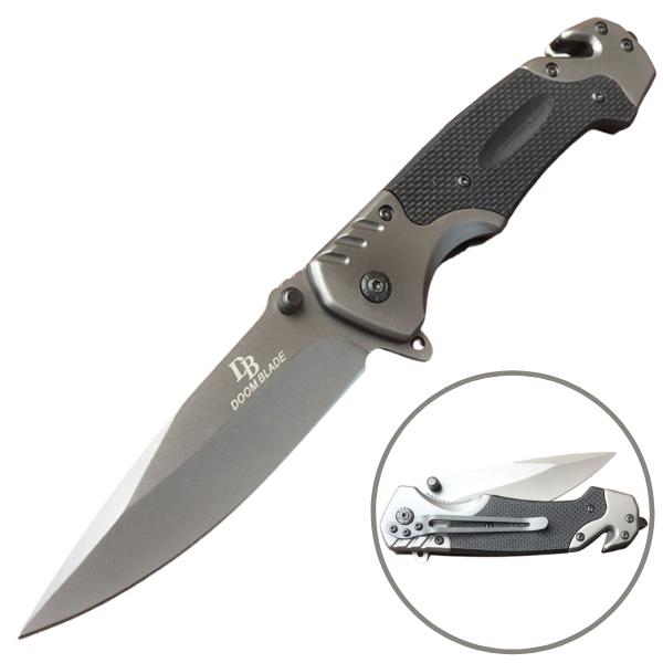 Folding-Pocket-Knife-200mm-With-Belt-Clip-and-Black-Handle-Vuno-NZ
