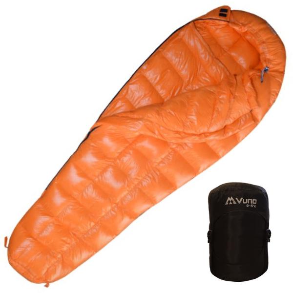 Orange Lightweight Down Sleeping Bag -5 ~ 0 Degrees 1350g Vuno Puffy Goose 