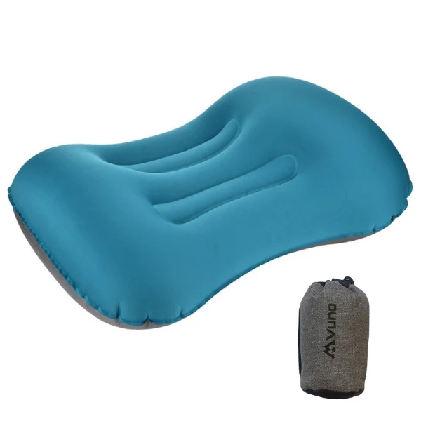 Lightweight Blue Backpacking Pillow for Camping and Travel Inflatable 110g