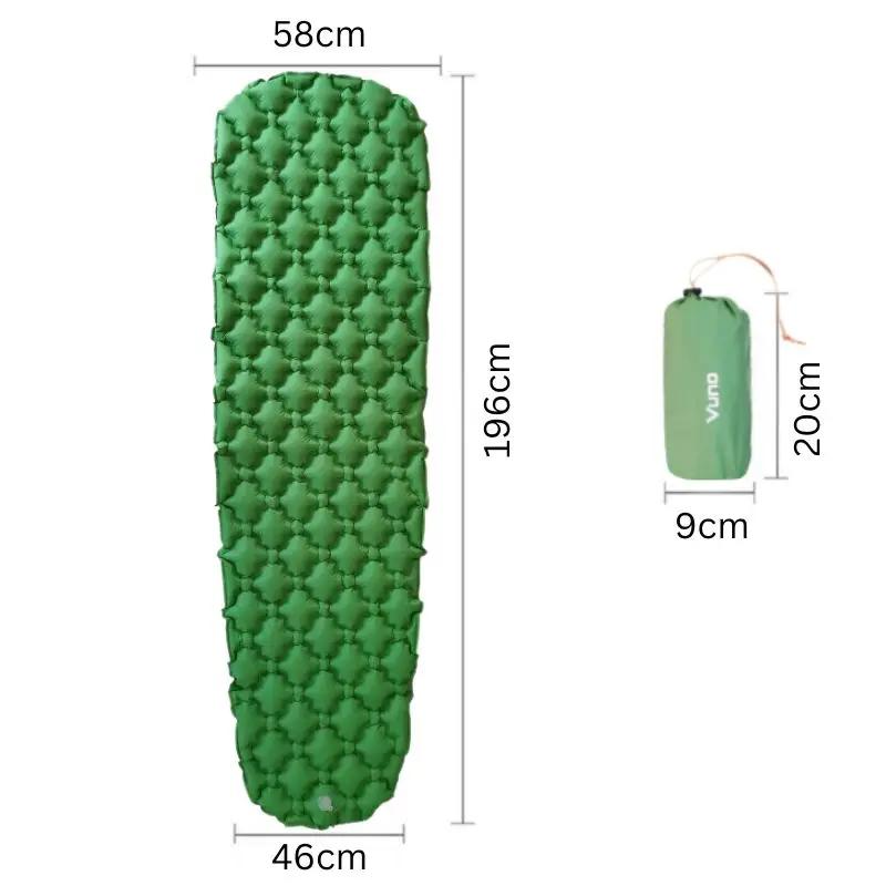 Long-hiking-mattress-green-colour-vuno-rapid-pack-product-dimensions.webp