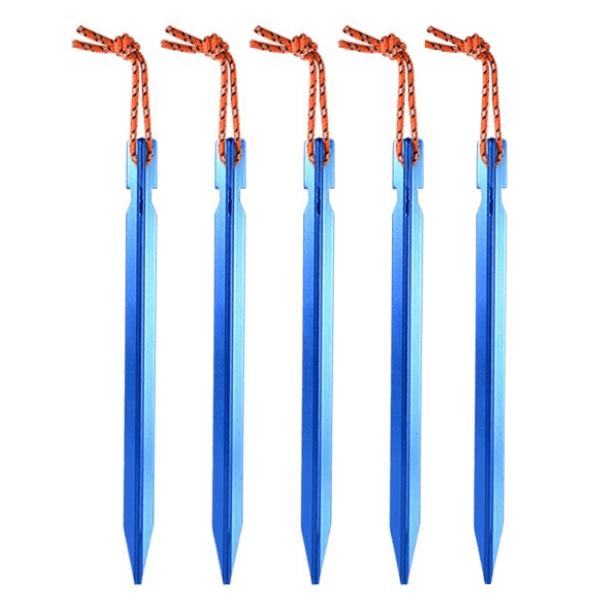 Blue Aluminum Tent Pegs Ultralight Weight Stakes Set of 5