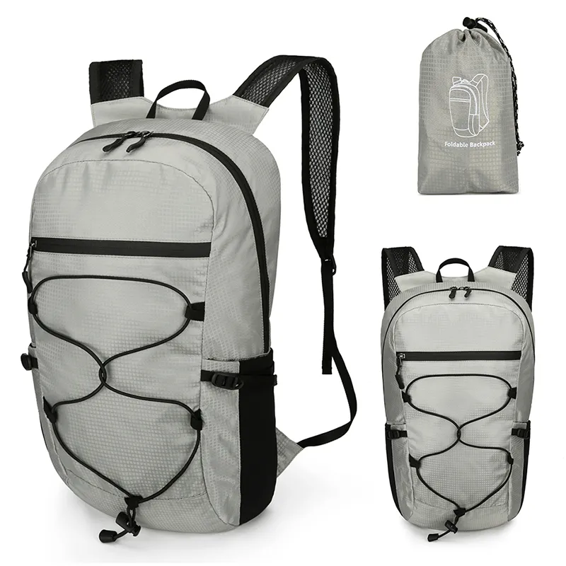 Grey Foldable Backpack - Versatile, Foldable and Lightweight 14L