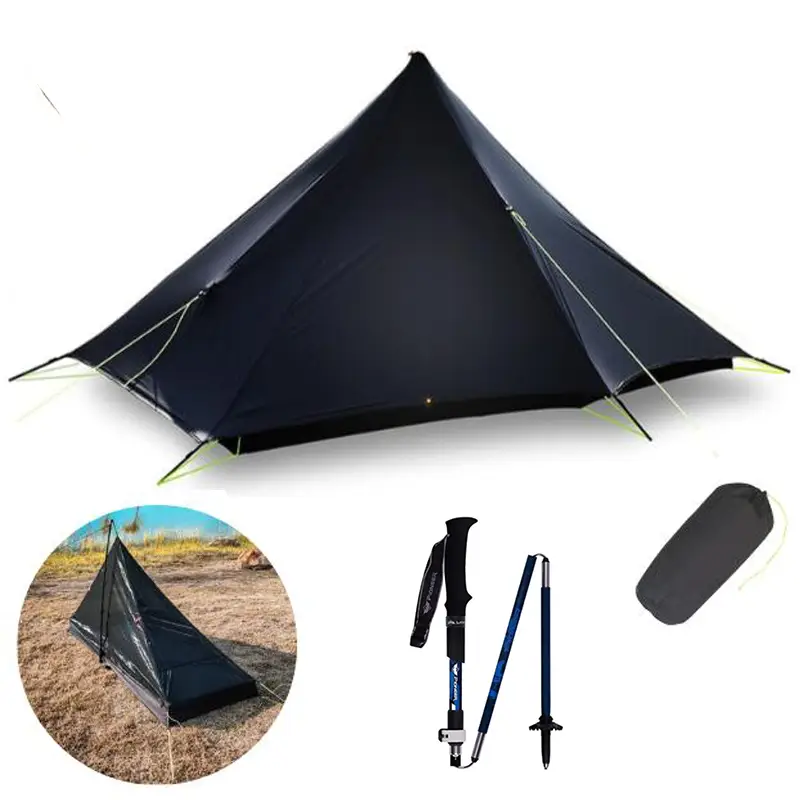 Hiking Pole Tent for 1 Person Vuno Blackops Ultralight Tent plus Pole 1289g