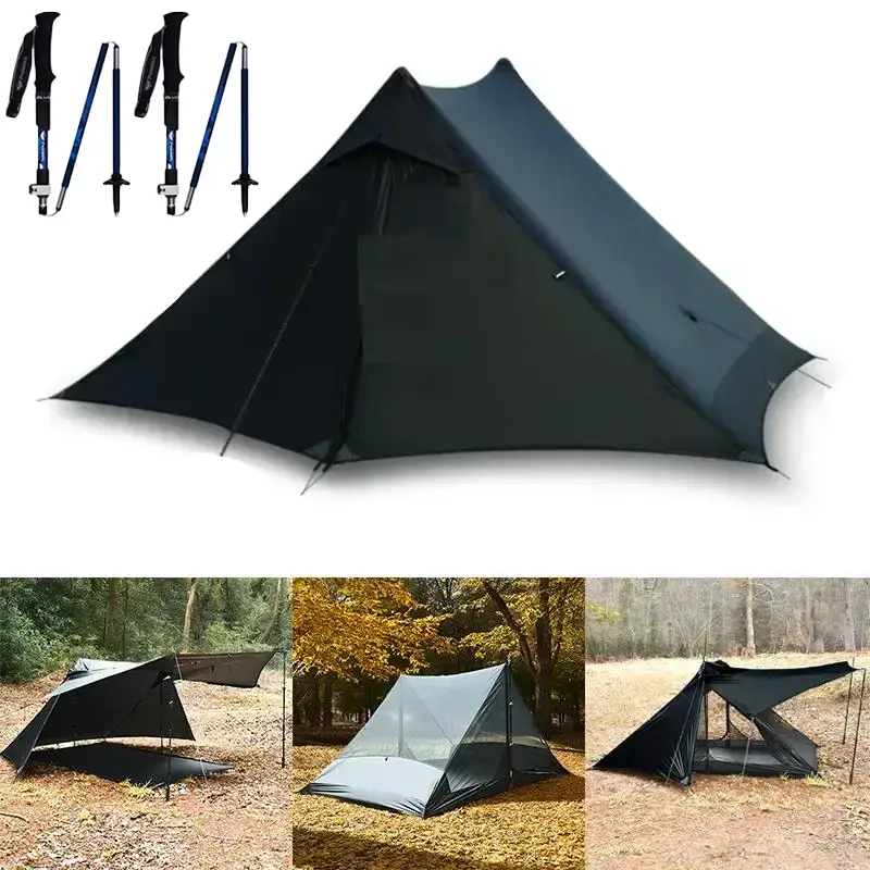 Hiking Pole Tent for 2 People Ultralight Tent plus Two Trekking  Poles Combo 1988g