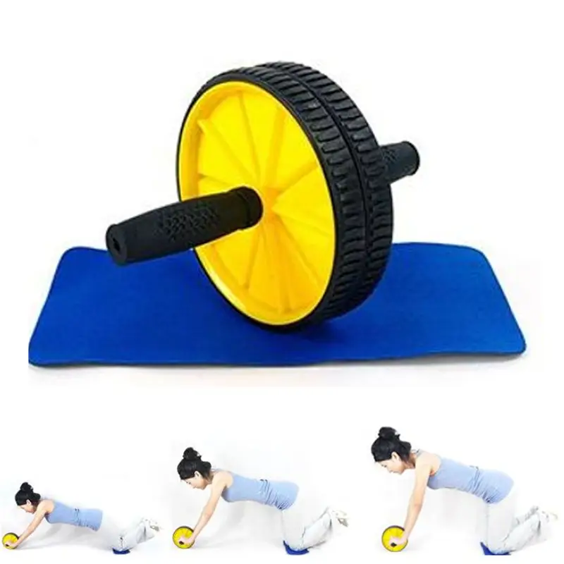 Abdominal Exercise Roller Ab Wheel with Knee Mat Yellow and Black Colour