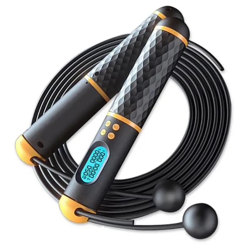 Black Ropeless Jumping Rope with Counter for Indoor and Outdoor Exercise Fun