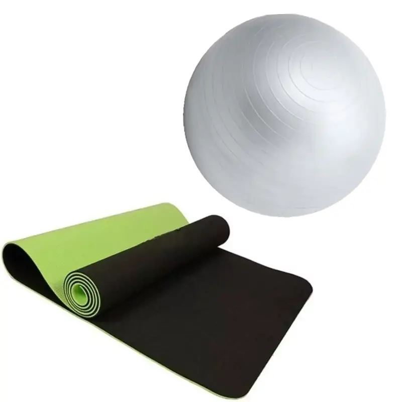 55 cm Balance Ball with Green Yoga Mat Value Combo Set