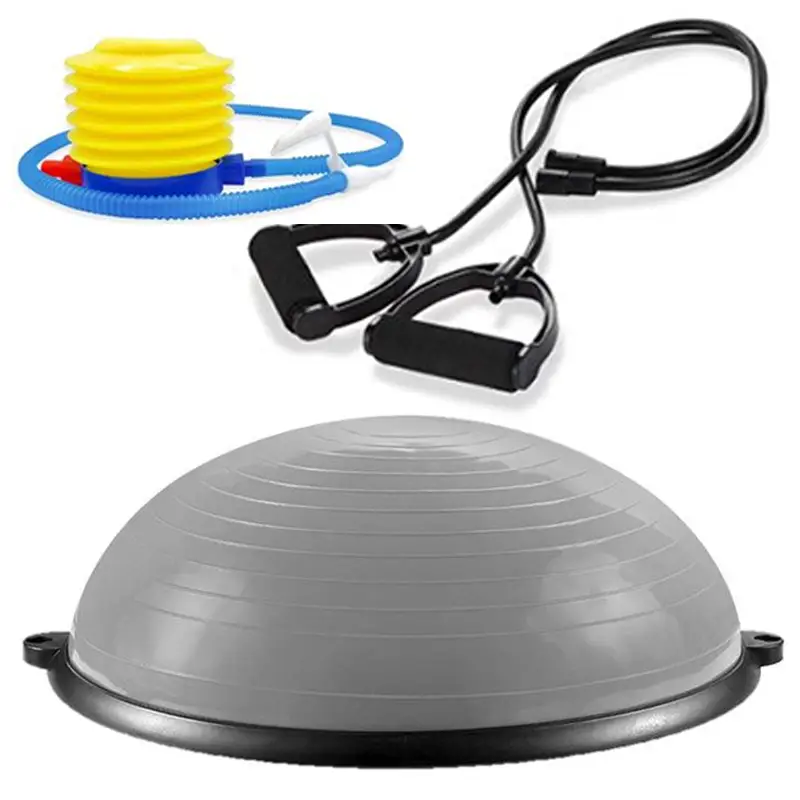 Half Swiss Ball Exercises Set with Handled Restistance Band and Pump