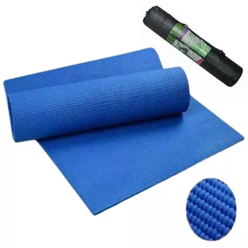 6mm Yoga Mat with a Carry Bag Blue Colour 173cm x 61cm