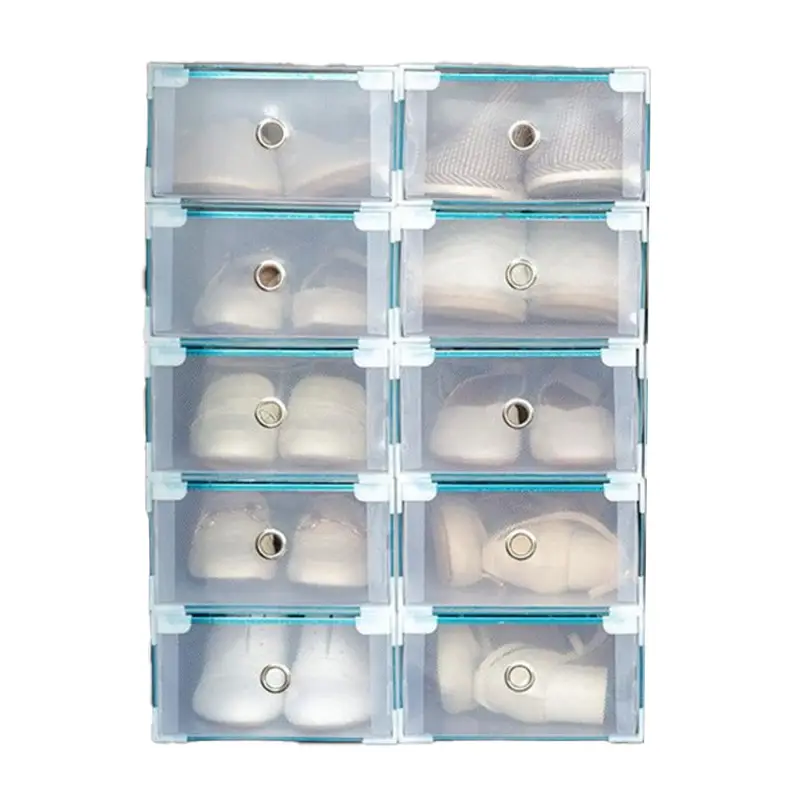 Clear Plastic Shoe Storage Boxes 10 Pack 31 x 20 x 11 cm Wardrobe Organiser