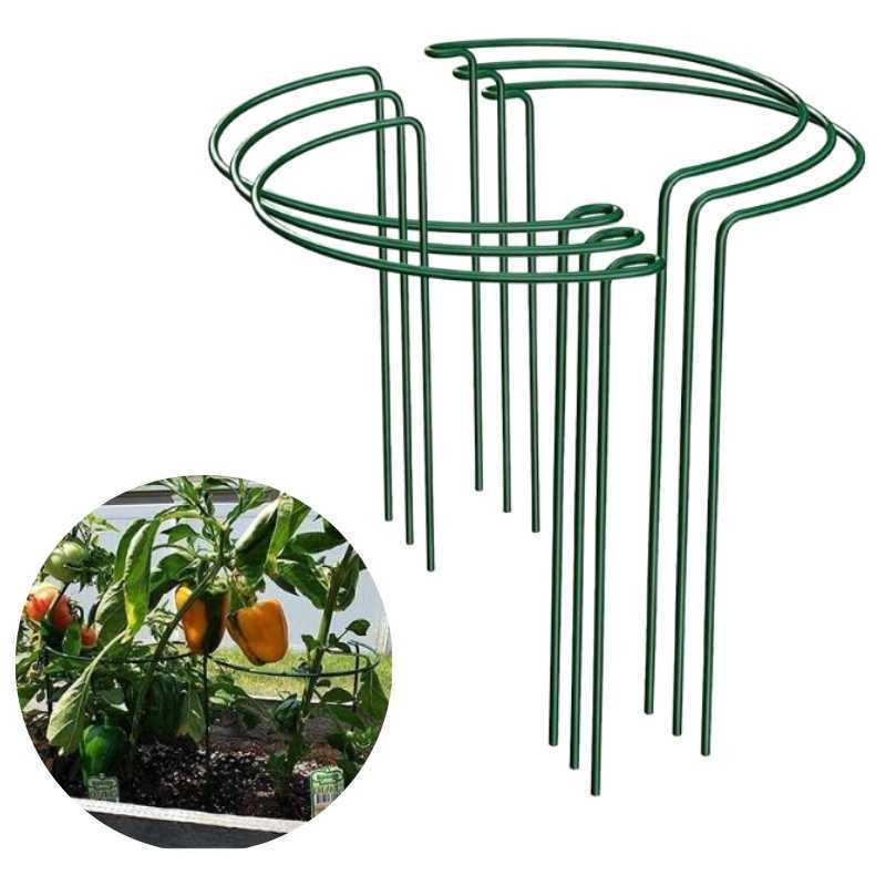 6pcs_green_metal_plant_support_stakes_climbing_frame_set
