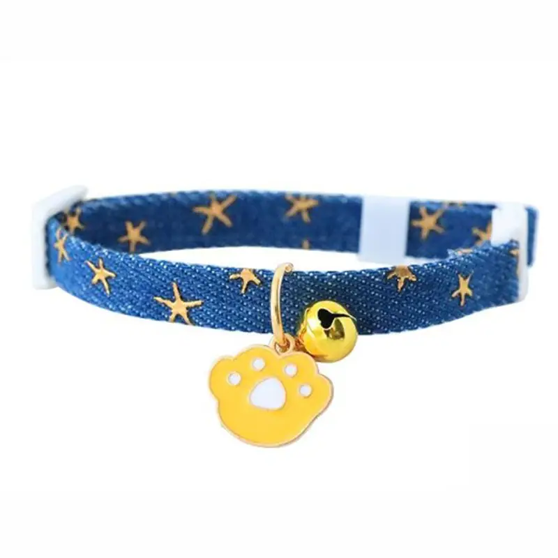 Cute Blue Cat Collar with Bell Adjustable Soft and Stylish for Daily Wear